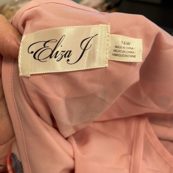 NWT Eliza J pink floral bell sleeve tiered ruffle dress 16W - Picture 14 of 16